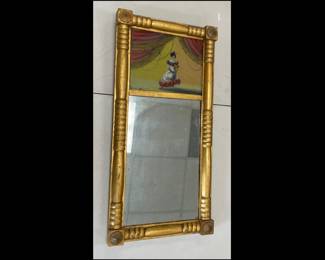 Lot 114 Vintage Reverse Painted Giltwood Mirror