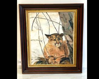 Lot 49 Lioness by the Tree Unsigned Painting on Canvas