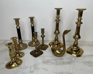 Lot 139 Brass Candlestick Holders Brass Duck