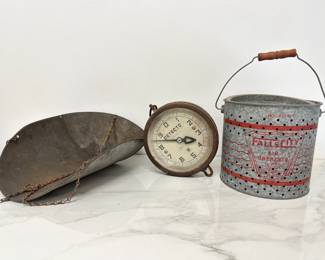 Lot 45 Vintage Detecto Hanging Basket Scale Galvanized Metal Minnow Basket
