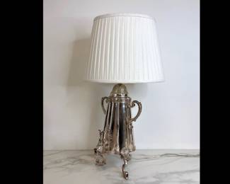 Lot 83 Vintage Silver Plate Tea Urn Table Lamp