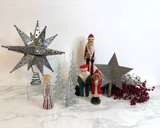 Lot 10 Christmas Decor Trees Stars Santas