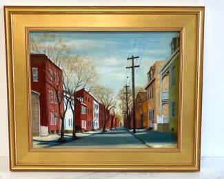 Lot 53 Cityscape Street Scene Signed Covey Oil Painting Art