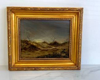Lot 61 Patricia Etaneer Signed Sand Dunes Landscape Oil on Board Wall Art