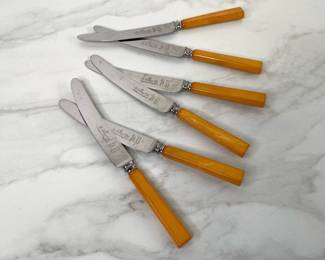 Lot 99 Vintage B Thomas Co Sheffield England Bakelite Handled Stainless Steel Knives