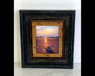 Lot 74 Lea Novak Signed Sunset Miniature Oil on Canvas Art