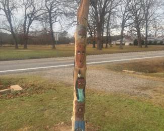 Totem pole painted by Mrs Emma