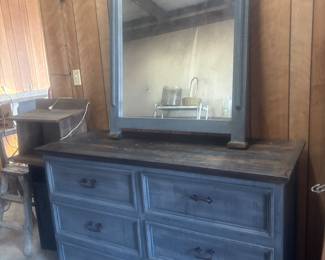 New dresser w mirror. Has full size headboard, footboard and rails to match 