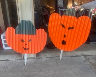 Large tin Halloween pumpkin cutouts 