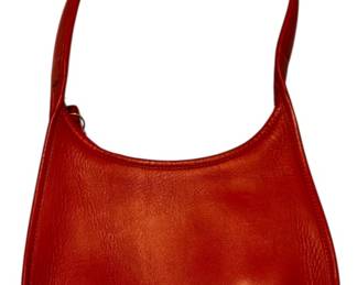 Authentic Red Leather Coach Shoulder Bag 