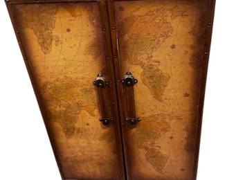 Antique Style Cabinet wWorld Map Design 
