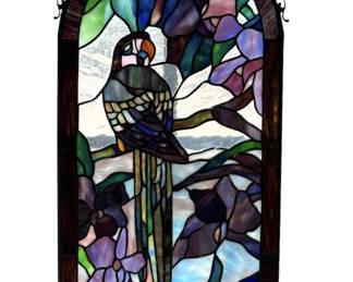 Stained Glass Parrot Window Panel