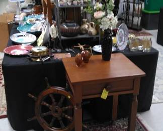 Ship's wheel, single drawer side table