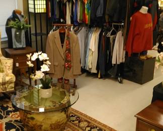 Men's clothing, large fish bowl table