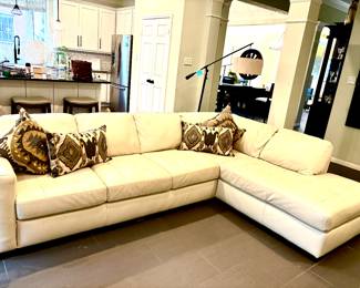 Natuzzi ivory leather sofa