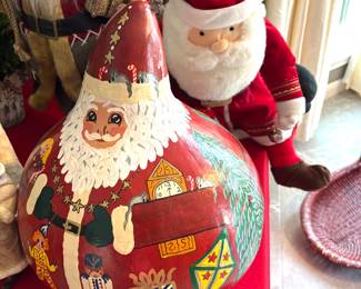Hand painted Santa gourd