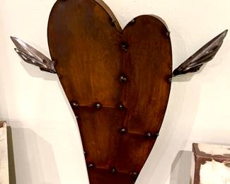 Winged metal patchwork heart