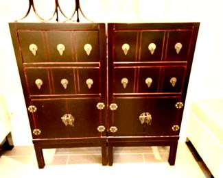 Pair of noteworthy Asian inspired cabinets