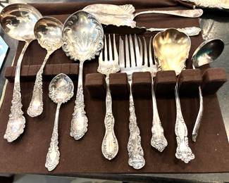 Assorted silver plate serving pieces