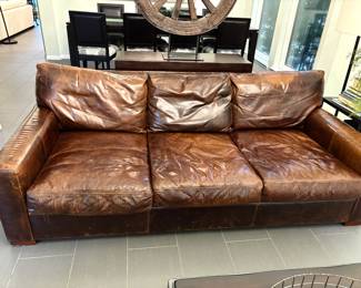 Restoration Hardware distressed leather sofa