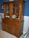 2 piece cherry colonial style china cabinet
