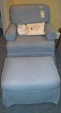 Pembrook Chair Co. slipcovered club chair and ottoman