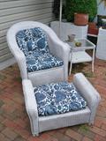 Llyod Loom Wicker outdoor chair & ottoman plus side tables