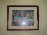 UNC artist signed old well print