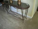 Wicker top sofa table with Iron Base