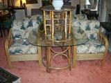 Lloyd Loom Indoor Outdoor Wicker Chairs, Sofa, & Rattan and Glass Table
