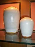 2 Ben Owen Master Potter Mark Chinese White Vases