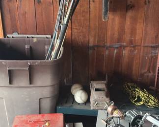 Fishing rods and reels, tackleboxes