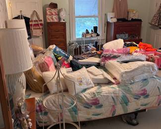 Bedroom furniture, lamps, linens