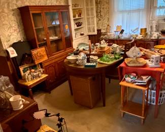 Kitchen and dining, pottery, baskets, dining room furniture, 