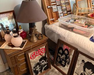 Lamps, bedroom furniture, hard rock cassette tapes