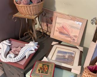 Coastal decor, blue table