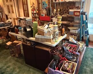 MCM vintage decor, Longaberger, radios, Sony walkmans, cameras, speakers, electronics, handbags