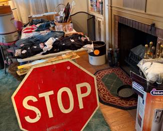 Vintage housewares, stop sign, collectibles