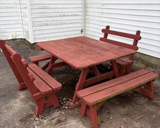 Picnic table and benches