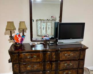 Chest of drawers, mirror, TV and lamp all sold separately