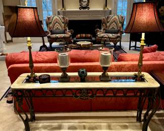 Sofa table lamps and candle holders