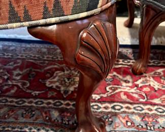 Wingback chair with flame fabric