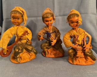 Mid-century modern Tilso musical pixie figurines 