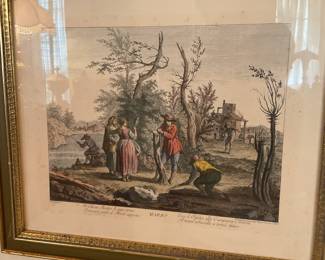 Antique color print “Marzo” - Francesco Bartolozzi; Giuseppe Zocchi