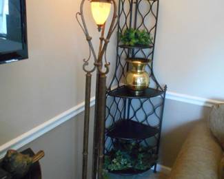 nice floor lamp , corner shelf