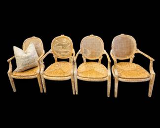 Set of 4 Faux Bois dining chairs