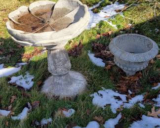 Concrete bird bath and planter