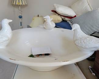 Very large and heavy bowl with birds