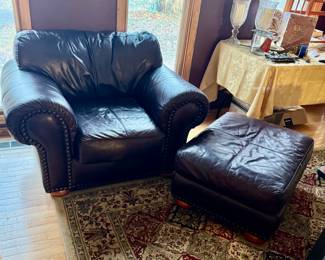 Leather chair and ottoman 