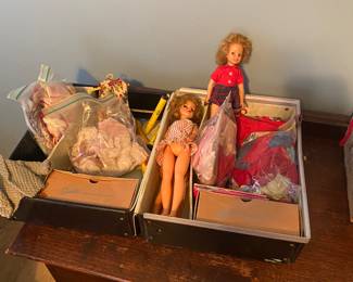 Vintage Tammy doll with many vintage accessories with Barbie carrier